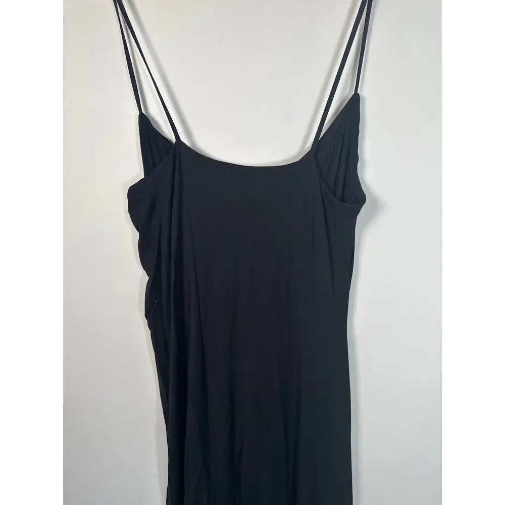 Good American NEW Slinky Jersey Midi Dress Sleeveless Black 2XL Womens Ruched - Picture 7 of 11